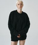 노이어 포 우먼(NOIRER FOR WOMAN) 헤비 멀티 케이블 스웨터 (블랙)