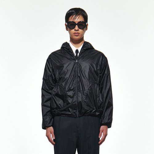 Drawstring Hooded Jacket [Black]