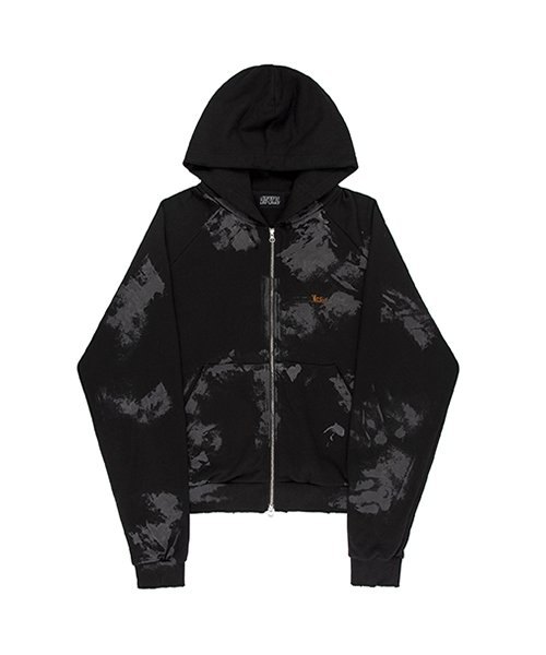 ☆Sundayoffclub☆ Jesuschrist 2way Zip Dirty Hoodie 선데이오프클럽(SUNDAYOFFCLUB) Jesuschrist 2way Zip Dirty