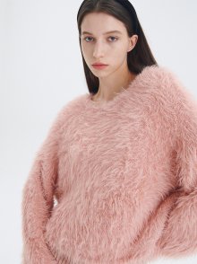HAIRY KNIT PULLOVER_PINK