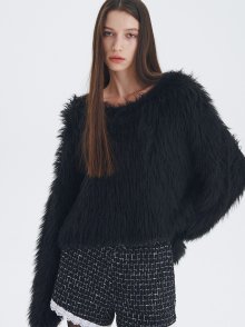 HAIRY KNIT PULLOVER_BLACK