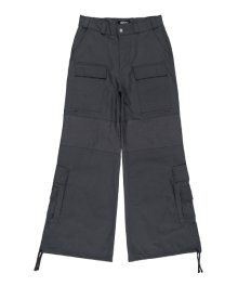 Cargo Wide Flare Trousers - Charcoal