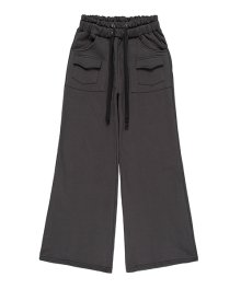 Double Layered Heavy Terry Flare Pants - Lead Grey