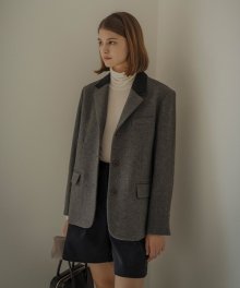 Collar point button Wool jacket_Gray