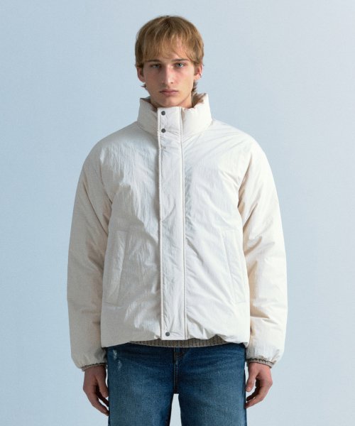 High-neck Padding Jacket Beige