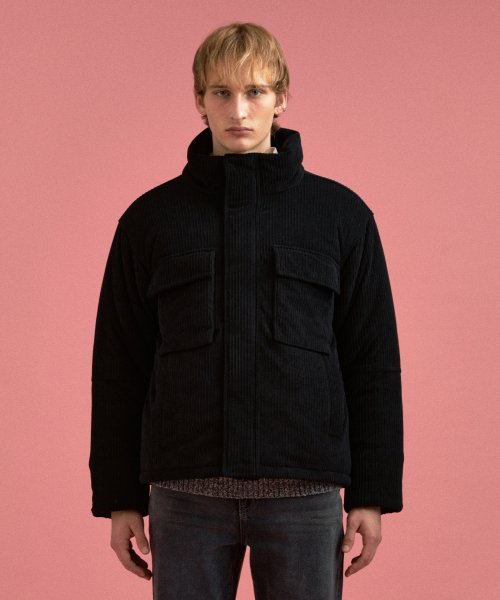 Corduroy Padding Jacket Black