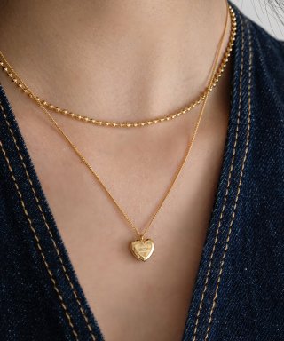 스칼렛또 CKE201[Renewal][2SET][surgical steel]Two Rows of Heart Layered Necklace