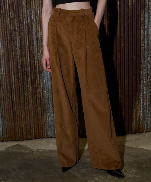 MUSINSA FROMWHERE Corduroy Wide Leg Trousers Camel