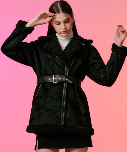 MUSINSA公式 | KOLEAT [Belt detachable] Mink suede line long 