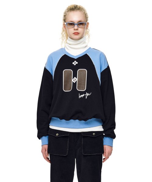 COLOR BLOCK WAVE SWEATSHIRT / black