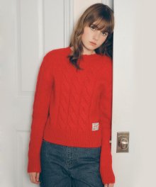 ROUND CABLE KNIT RED