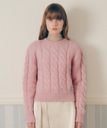 ROUND CABLE KNIT PINK