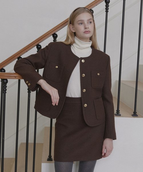 Jane Tweed Goldish Jacket - Brown