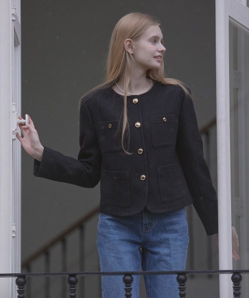 Jane Tweed Goldish Jacket - Black