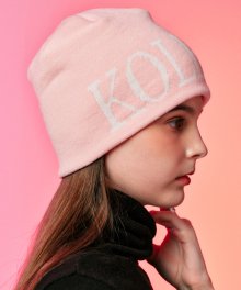 WOMEN 니트 자카드 로고 겨울 비니 [Pink]