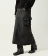 Harper Pocket Denim Long Skirt BLACK
