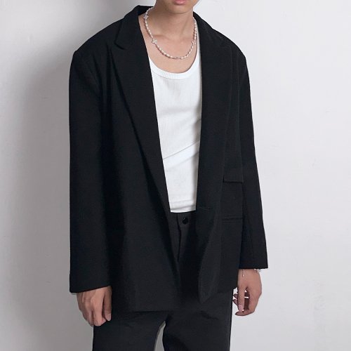 Layer lapel wool blazer