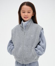 [23FW clove] Fleece Zip-Up Vest_Kids (Melange Grey)