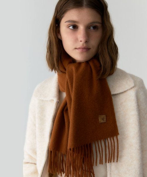 MUSINSA | DEPOUND Cashmere Wool Blended Leather Point Muffler [Orange]