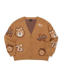 CAT PULL PATTERN JACQUARD CARDIGAN BEIGE