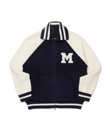 M LOGO SHAWL COLLAR KNIT ZIP UP NAVY