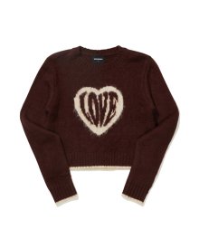 (W) HEART LOVE HAIRY PULLOVER WINE