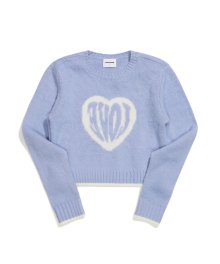 (W) HEART LOVE HAIRY PULLOVER LIGHT BLUE