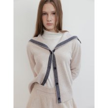 Wool Sailor Collar Cardigan  Ivory