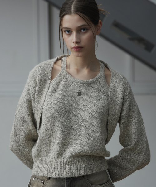 MUSINSA | HEIM Layered Bolero Knit (Oatmeal)