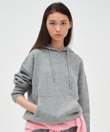 [23FW clove] Knit Hooded Pullover (Melange Grey)