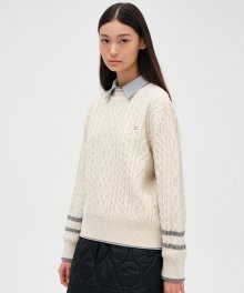 [23FW clove] Cable Highneck Pullover (Ivory)