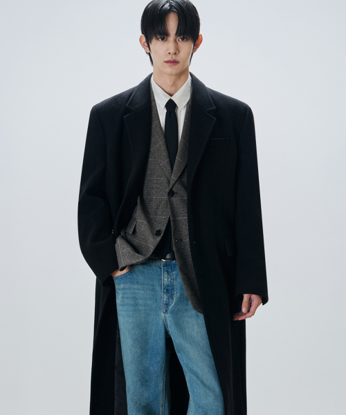 드로우핏 프리미어 울 싱글 체스터 코트 [BLACK]