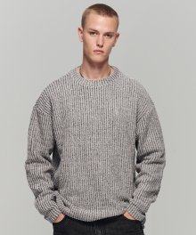SIDE BUTTON BOUCLE KNIT GREY