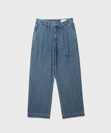 2TUCK WIDE LEG DENIM PANTS (FADED BLUE)