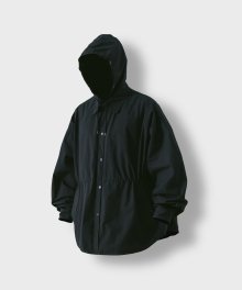Detachable Hood Big Shirt Jacket - Black