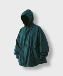 Detachable Hood Big Shirt Jacket - Green
