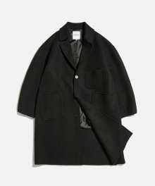 Double Cloth Wool Single Coat Black