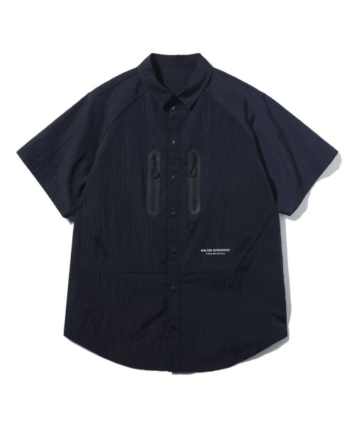 WCL013_LIGHT REFLECTION RIP STOP HALF SHIRTS_Navy