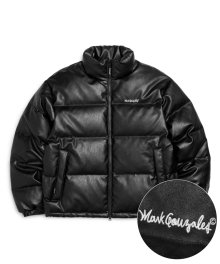 LEATHER ESSENTIAL PUFFER DOWN JACKET - BLACK