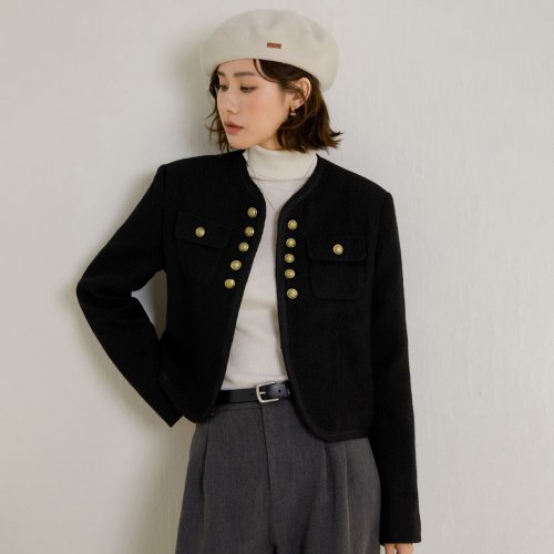 LS_Gold button celebrity jacket_BLACK