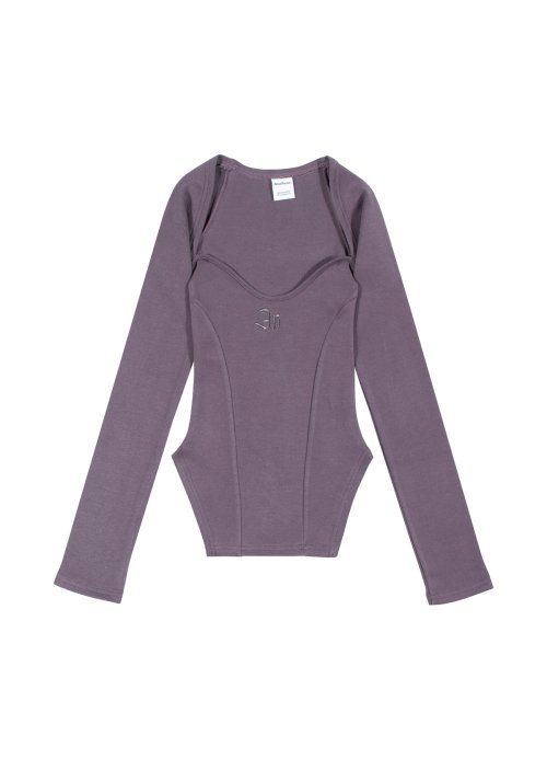 Square Neck Long Sleeve T-shirt In Cocoa