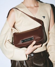 CRYSTAL POUND LEATHER BAG_BROWN