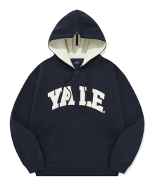 OPEN FLEECE HALF ZIP UP HOODIE NAVY