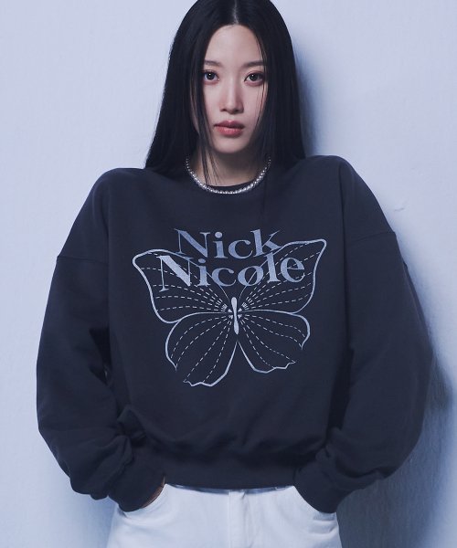 BUTTERFLY SIGNATURE SWEATSHIRT_CHARCOAL SILVER