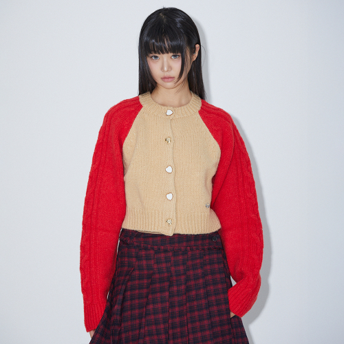 COLOR BLOCK KNIT CARDIGAN BEIGE BP4KG001