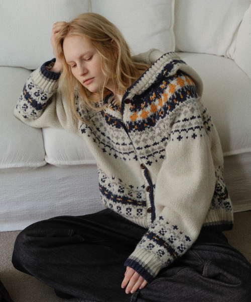 Jacquard hoodie cardigan