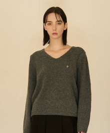 Essential V-Neck Knit Ts_Charcoal