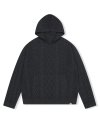 Hooded Cable Knit Pullover Charcoal