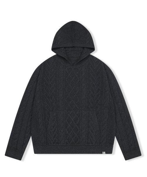 YESEYESEE Hooded Cable Knit Pullover FK020
