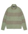 Y.E.S Stripe Zip-up Knit Cardigan Sage Green